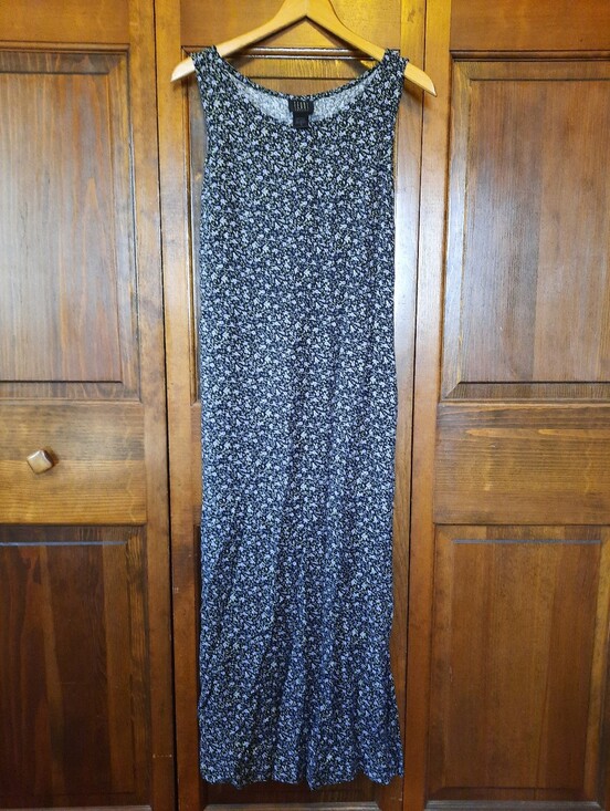 Teddi Dresses & Skirts - Vintage 90s Teddi Dresses Black Ditzy Floral Sleeveless Tank Maxi Dress Size 12